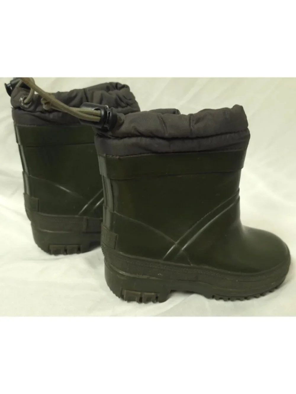 Lands End Toddler Size 5 M Green Rubber Rain Snow Slip-On Draw String Boots